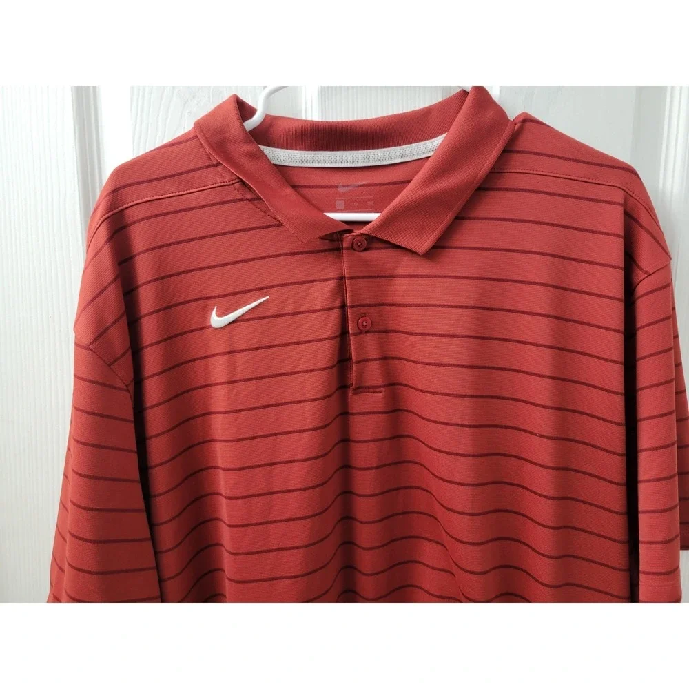 Nike Polo Shirt Mens Size 3XL Maroon Red Stripes Short Sleeve Embroidered Logo